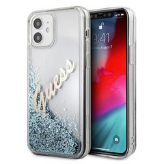 Guess GUHCP12SGLVSBL iPhone 12 mini 5.4" blue/blue hardcase Glitter Vintage Script-thumb-0