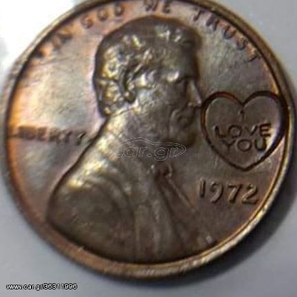 ΣΥΛΛΕΚΤΙΚΟ ONE  CENT  USA 1972   ME  SFALMA KAI AFIEROSH ΣΕ  ΔΗΜΟΠΡΑΣΙΑ