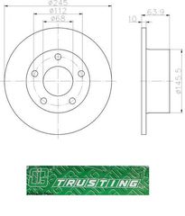 Δισκόπλακα οπίσθια 245x10 (ΚΑΙΝΟΥΡΓΙΑ) ,AUDI ,A6/S6    1995-2005