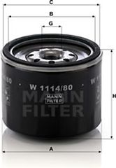 MANN-FILTER Φίλτρο Λαδιού - W 1114/80