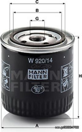 MANN-FILTER Φίλτρο Λαδιού - W 920/14