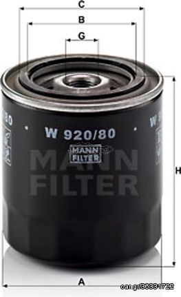 MANN-FILTER Φίλτρο Λαδιού - W 920/80