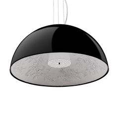 GloboStar® SERENIA BLACK 01270 Μοντέρνο Κρεμαστό Φωτιστικό Οροφής Μονόφωτο Μαύρο Γύψινο Καμπάνα Φ60 x Y30cm