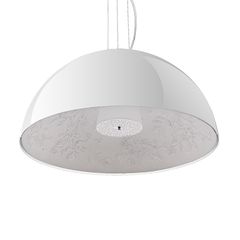 GloboStar® SERENIA WHITE 01271 Μοντέρνο Κρεμαστό Φωτιστικό Οροφής Μονόφωτο Λευκό Γύψινο Καμπάνα Φ60 x Y30cm