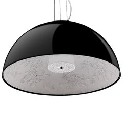 GloboStar® SERENIA BLACK 01272 Μοντέρνο Κρεμαστό Φωτιστικό Οροφής Μονόφωτο Μαύρο Γύψινο Καμπάνα Φ90 x Y45cm