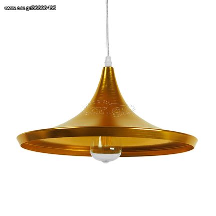 GloboStar® SHANGHAI GOLD 01545 Μοντέρνο Κρεμαστό Φωτιστικό Οροφής Μονόφωτο 1 x E27 Χρυσό Μεταλλικό Καμπάνα Φ37 x Y20cm