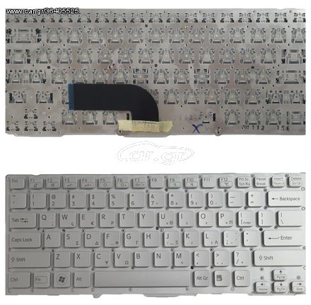 Πληκτρολόγιο Ελληνικό-Greek Laptop Keyboard  Sony VAIO VPCSA VPCSB VPCSC VPCSD PCG-41218M  148949681 9Z.N6BBF.001 GREEK VERSION SILVER  (Κωδ.40594GRSILVERNOFRAME)