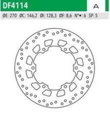 ΔΙΣΚΟΠΛΑΚΑ DF4114A YAMAHA X-CITY 125 250 ΕΜΠ 270-146-128.3 6ΤΡ NEWFREN