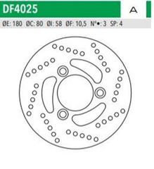 ΔΙΣΚΟΠΛΑΚΑ DF4025A KYMCO AGILITY 50 125 DINK 125 150 ΕΜΠ ΟΠΙΣΘ 180-80-58 3ΤΡ NEWFREN