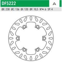 ΔΙΣΚΟΠΛΑΚΑ DF5222A KAWASAKI KLE 500 KLR 650 ΟΠΙΣΘ 230-136-120 6ΤΡ NEWFREN