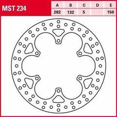 ΔΙΣΚΟΠΛΑΚΑ MST234 YAMAHA XT 600 96- YBR 250 ΕΜΠ 282-132 6ΤΡ TRW LUCAS