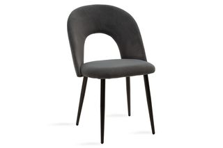 Καρέκλα "JONAH" από μέταλλο-βελούδο σε μαύρο-ανθρακί χρώμα 55x57x85