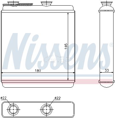 Εναλλάκτης θερμότητας, θέρμανση εσωτερικού χώρου NISSENS 72663
