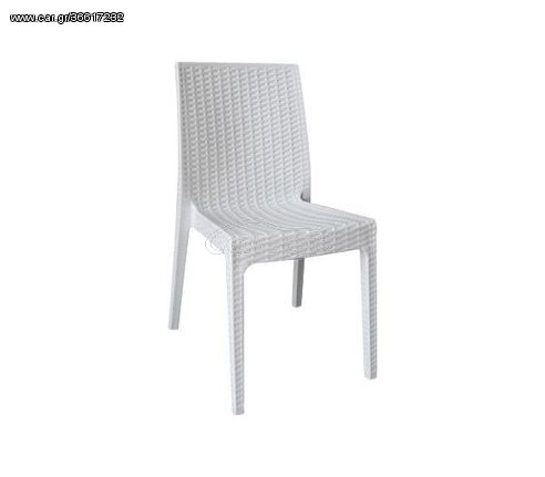 Dafne Καρέκλα Κήπου - Βεράντας Στοιβαζόμενη, pp Rattan Look, uv Protection, Άσπρο