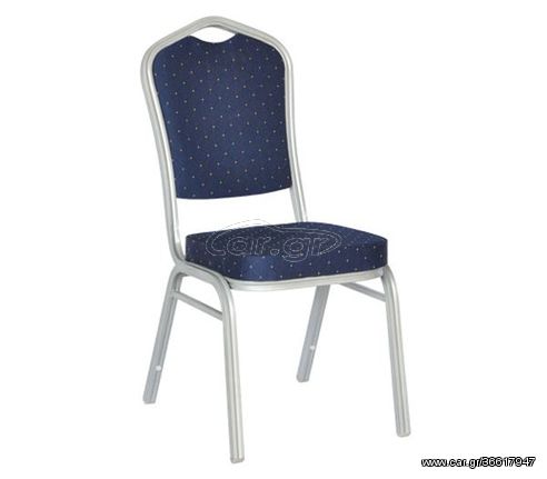 Hilton Καρέκλα Μέταλλο Βαφή Silver, Ύφασμα Μπλε
