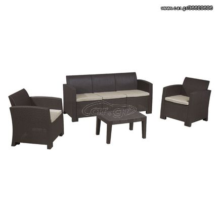 Savanna set Σαλόνι Κήπου Βεράντας K/d, pp-uv Καφέ Μαξιλάρια Grey-White