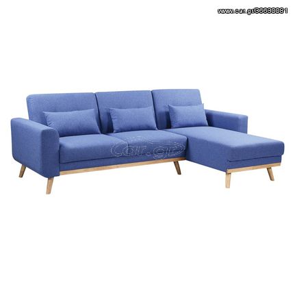 Backer Καναπές - Κρεβάτι Σαλονιού - Καθιστικού Γωνία Αναστρέψιμη Ύφασμα Μπλε