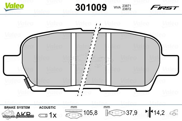 Σετ τακάκια, δισκόφρενα VALEO 301009