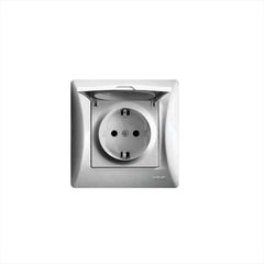 Πρίζα σούκο με καπάκι ασημί LINEME H Series 50-00114-5