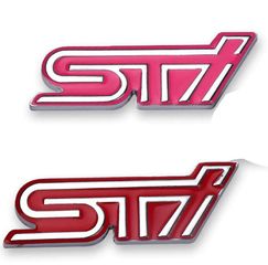 Subaru STI μεταλλικό σήμα - Κόκκινο και Ροζ