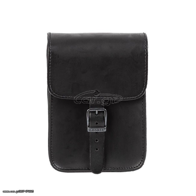 Ledrie, full leather sissy bar bag. Black