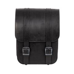 Ledrie, full leather swing arm bag left, 9 liter. Black