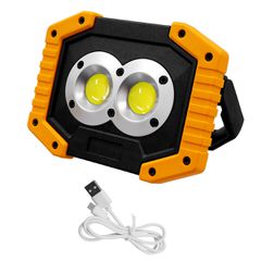 GLOBOSTAR® HELPLAMP 79037 Προβολέας Φακός Camping LED 20W 2000lm 120° DC 5V με Επαναφορτιζόμενη Μπαταρία Li-ion 3.6V 2x18650 4600mAh IP20 Ψυχρό Λευκό 6000K - Sanan COB Chip - Μαύρο & Κίτρινο - Μ11.5 x
