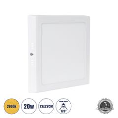Εξωτερικό LED Panel λευκό 22x22cm 20W 2060lm 120° AC 220-240V IP20 τετράγωνο Μ22 x Π22 x Υ3cm θερμό λευκό 2700K
