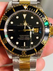ROLEX SUBMARINER TWO TONE CLASSIC MODELS M SERIES BLACK DIAL UPERCLONES SA3135 904L 18K 6 MILS GOLD PLATED