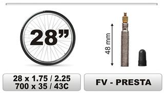 ΣΑΜΠΡΕΛΑ ΠΟΔΗΛΑΤΟΥ 28x1.75/2,25 ΜΕΓΑΛΗ ΒΑΛΒΙΔΑ 48mm CAR COMMERCE - 1 ΤΕΜ.
