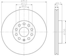 Δισκόπλακα εμπρόσθια 312x25 (ΚΑΙΝΟΥΡΓΙΑ) ,VW ,CADDY  2004-2018