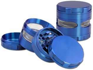 Grinder Τρίφτης με Παράθυρο Μπλε 56mm - 4 Parts