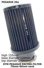 DTM new DTM PEGASUS  BLACK DRY-FLOW  60mm-70mm NECK new DTM RACING XOANES FILTERS water washable NOT OIL