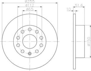 Δισκόπλακα οπίσθια 255x10 (ΚΑΙΝΟΥΡΓΙΟ) ,VW ,GOLF '6' 2009-2013