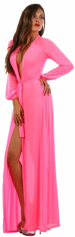 FS Long fine Fishnet Negligee fuchsia