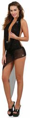 Fine Fishnet bare back dress with Asymetrical cut