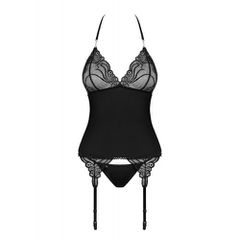 Obsessive Black Corset with Lace Cups-thumb-3