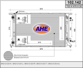 102.142 – AHE, Ψυγείο AUDI A4/A5/A6/Q5 1.8-2.0 07-18 Αυτόματο