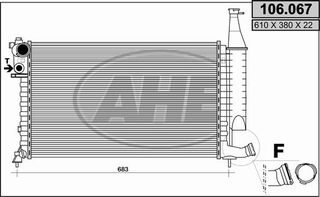 106.067 – AHE, Ψυγείο CITROEN BERLINGO 1.4-1.8 96-11, PEUGEOT PARTNER 1.4-1.6-1.8 96-15