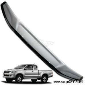 ΑΝΕΜΟΘΡΑΥΣΤΗΣ ΚΑΠΟΥ-FRONT HOOK DEFLECTOR TOYOTA HILUX REVO 2015+ BLACK WITH SILVER