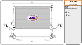 109.431 – AHE, Ψυγείο FIAT TALENTO 1.6D 16-, OPEL VIVARO B 1.6 CDTI 14-, RENAULT TRAFIC III 1.6 dCi 14-