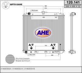 120.141 – AHE, Ψυγείο NISSAN NP300 NAVARA D40/D22/PATHFINDER III R51 2.5 dCi