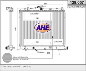 129.057 – AHE, Ψυγείο OPEL AGILA B 1.3 CDTI 08-10, SUZUKI SPLASH 1.3 CDTI 08-