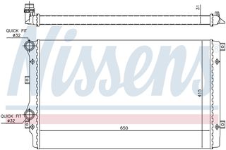 65280A – NISSENS, Ψυγείο VW CADDY III-IV 05- /GOLF V-VI 05-12/JETTA III-IV 06- /SCIROCCO 08-17/TIGUAN 10-18/TOURAN 03-10, SEAT ALTEA 07- /LEON 07-12, SKODA OCTAVIA II 04-13/RAPID 12-15/SUPERB II