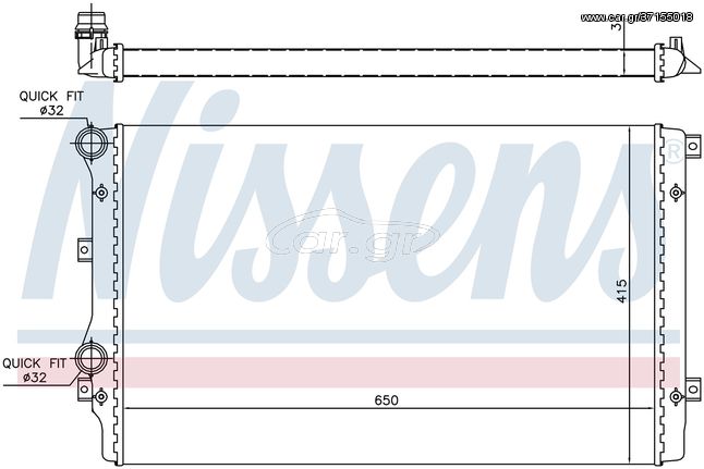 65280A – NISSENS, Ψυγείο VW CADDY III-IV 05- /GOLF V-VI 05-12/JETTA III-IV 06- /SCIROCCO 08-17/TIGUAN 10-18/TOURAN 03-10, SEAT ALTEA 07- /LEON 07-12, SKODA OCTAVIA II 04-13/RAPID 12-15/SUPERB II