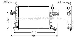 OLA2306 – AVA COOLING, Ψυγείο OPEL COMBO 01-11/CORSA C 00-09/TIGRA TwinTop 1.8 04-10