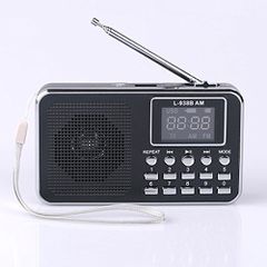 GES NET Mini Digital AM FM LCD Radio Speaker, Micro SD/TF USB Disk Speaker MP3 Music Player Stereo, Portable Pocket Novelty Radio Receiver, Handheld CB Radio Transceiver (938B black)