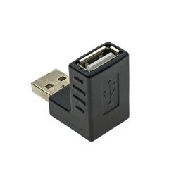 Γωνιακός Αντάπτορας 90° USB 2.0 Αρσενικό σε Θηλυκό (Μαύρο) (OEM)
