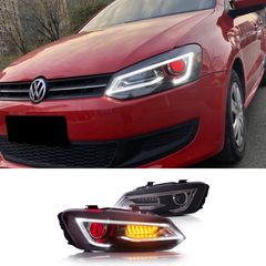 ΦΑΝΑΡΙΑ ΕΜΠΡΟΣ Headlights VW Polo MK5 6R 6C 61 (2011-2017) LED Light Bar Devil Eye Look RHD