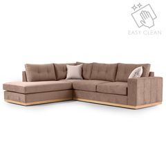 Γωνιακός καναπές "BOSTON" με δεξιά γωνία από ύφασμα σε μόκα-κρεμ χρώμα 280x225x90